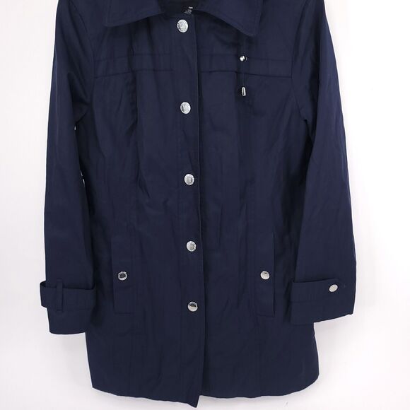 London Fog Coat Womens Medium Rain Trench Hooded Full Zip Button Long Jacket - Picture 5 of 8